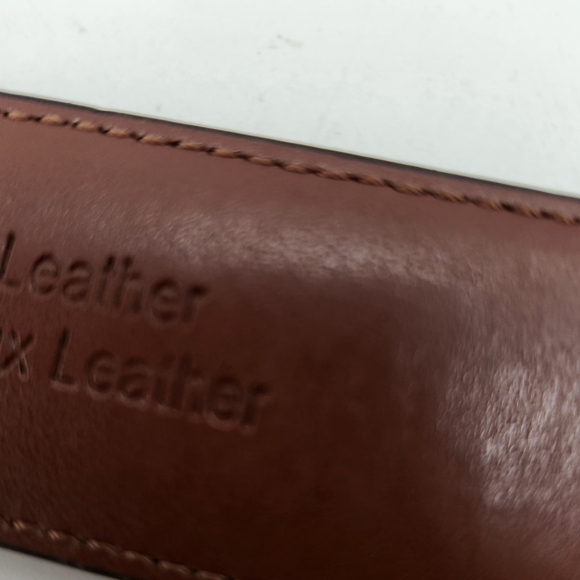 Perry Ellis Portfolio Mens Leather Black Dress Belt Sz 52 Gunmetal Buckle - Picture 4 of 8